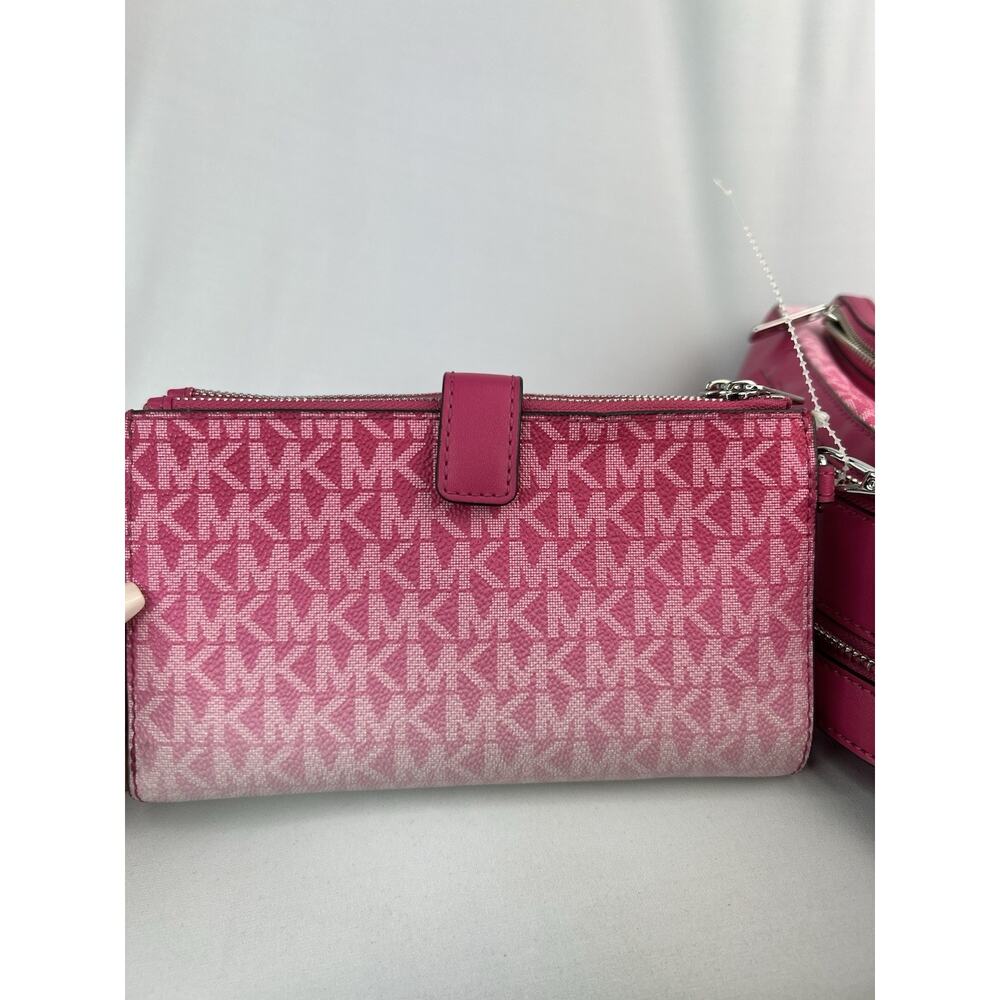 MK Set NWOT Jaycee Ombre Backpack & Jet Set Large Wristlet Dragonfruit Pink $766 - Picture 12 of 16